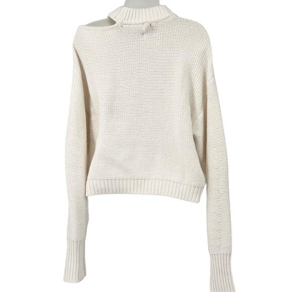 MISA Los Angeles Cream Cutout Shoulder Knit Turtleneck Sweater Size Small NWT - Picture 6 of 8